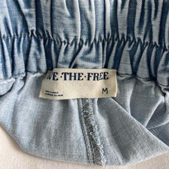 Free People We the Free Get Free Chambray Pull-On Shorts in Sand Dollar Blue - Picture 9 of 12
